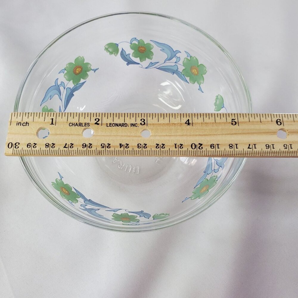 Vintage Imperial Glass Blue Green Flower Nesting Bowls Storage 1970's Set of 4 - Picture 8 of 14